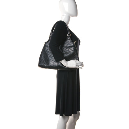 Gucci Calfskin Perforated GG Reins Hobo Black 2 of 18