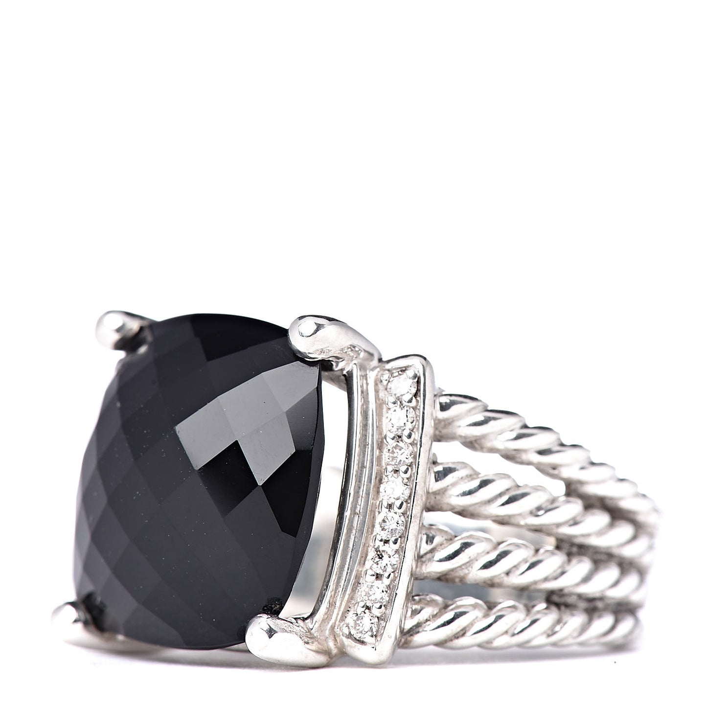 Sterling Silver Diamond Black Onyx 14mm Wheaton Ring 58 8.25