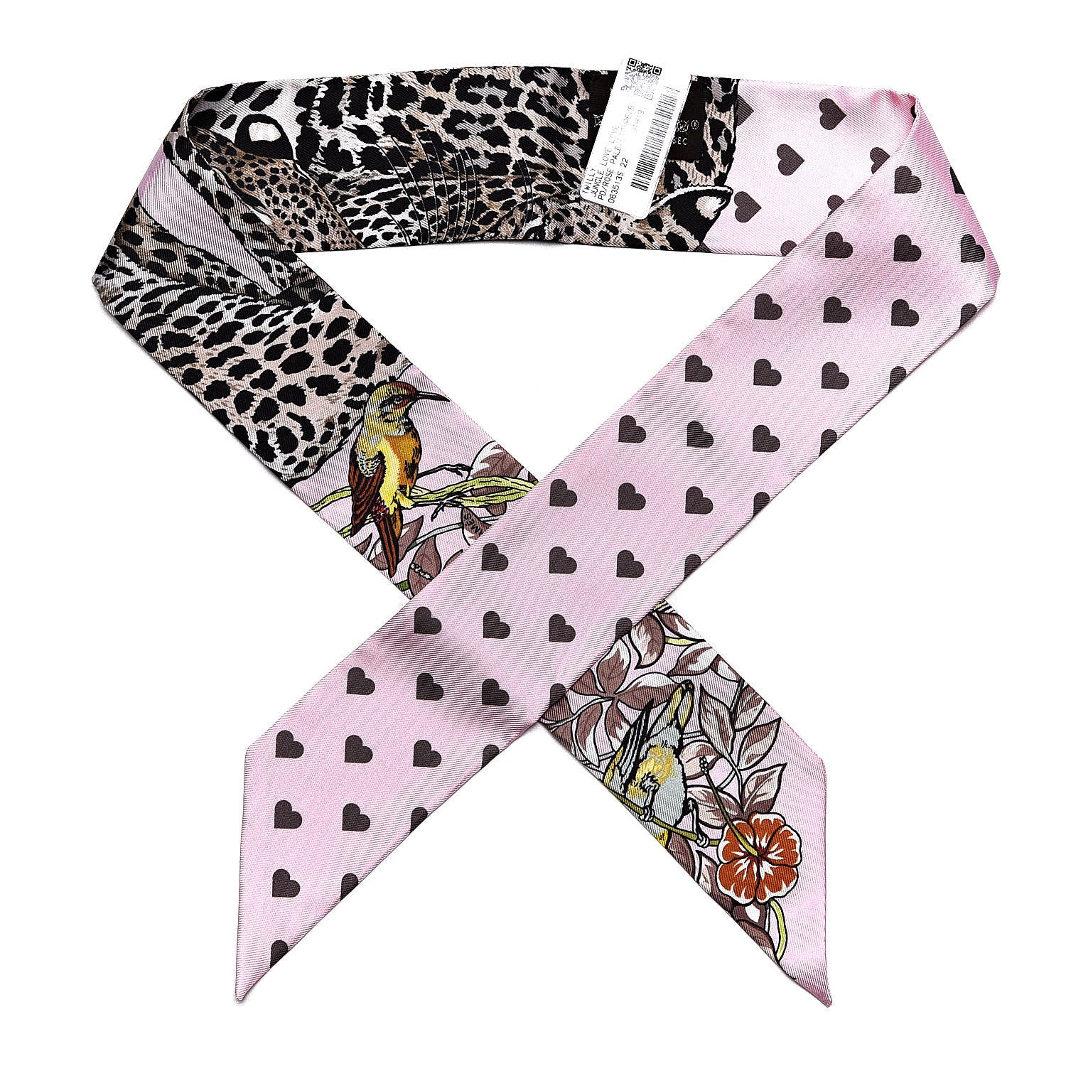Hermes Silk Jungle Love Love Twilly Rose Pale Etoupe 1 of 5