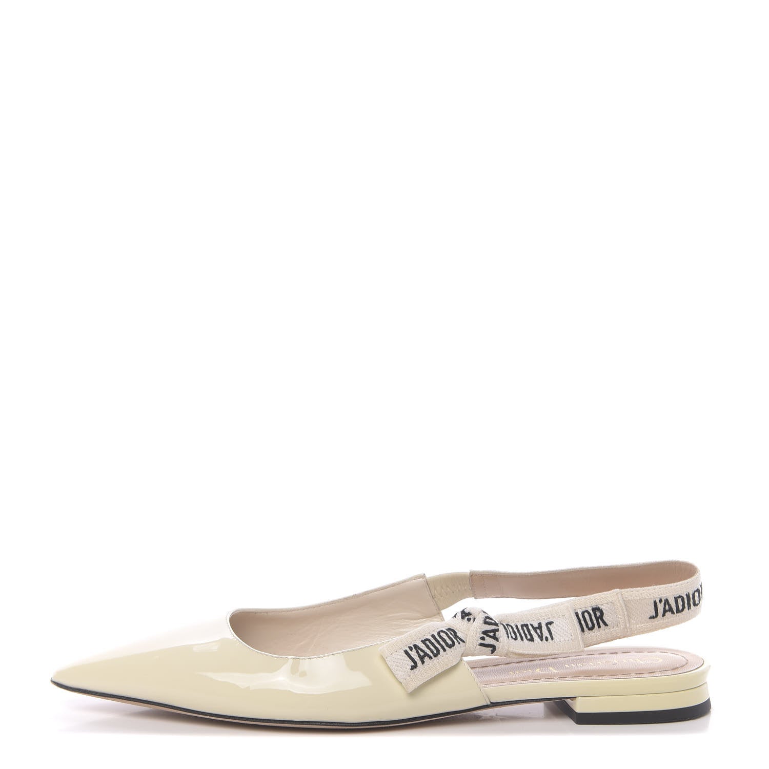 Christian Dior Patent Ribbon J'Adior Slingback Ballet Flats 36 Off White 1 of 9
