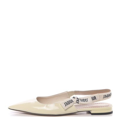 Christian Dior Patent Ribbon J'Adior Slingback Ballet Flats 36 Off White 1 of 9