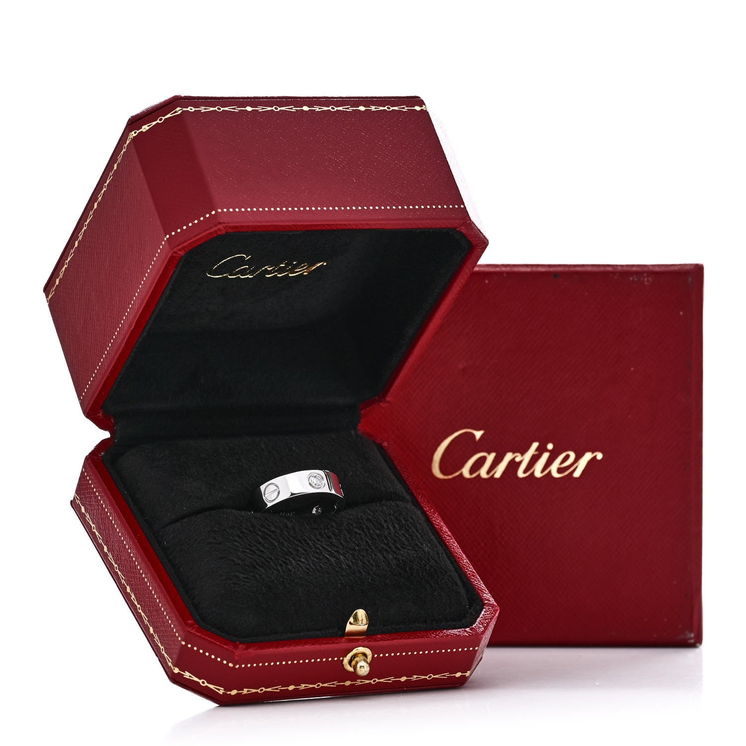 Cartier 18K White Gold 3 Diamond 5.5mm LOVE Ring 50 5.25 5 of 5