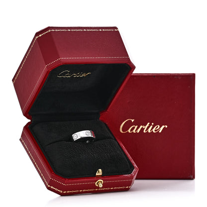 Cartier 18K White Gold 3 Diamond 5.5mm LOVE Ring 50 5.25 5 of 5