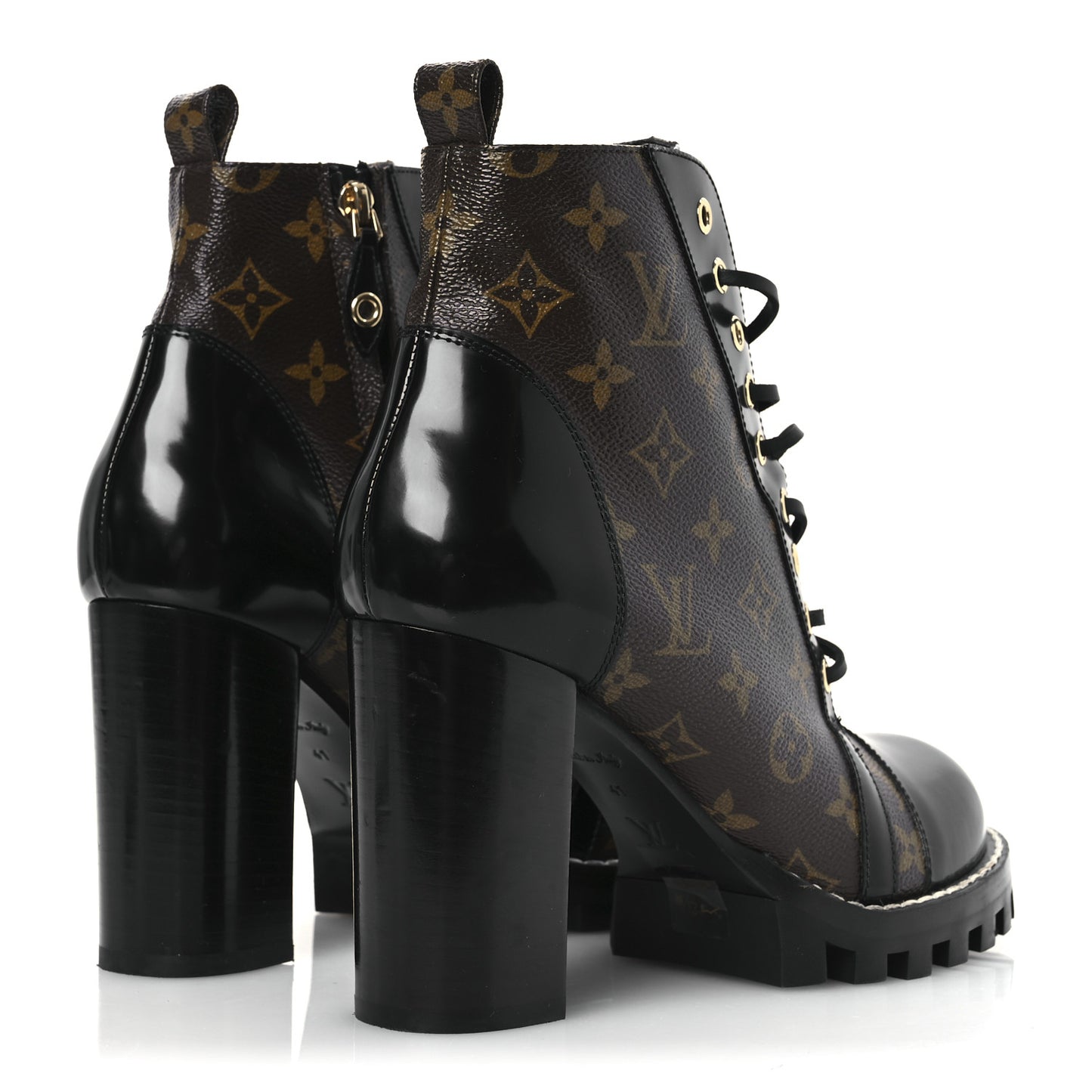 Patent Calfskin Monogram Star Trail Ankle Boots 41 Black
