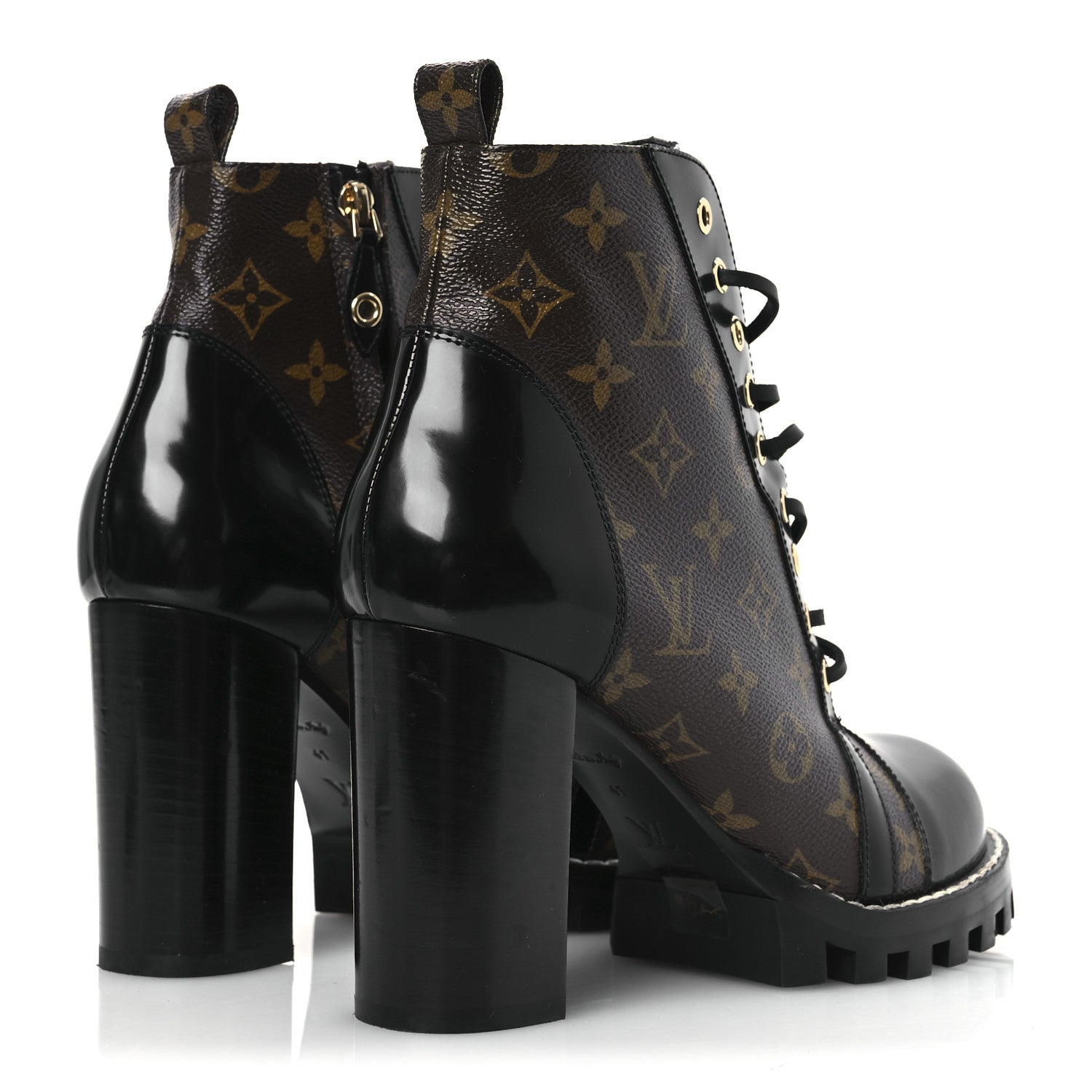 Louis Vuitton Patent Calfskin Monogram Star Trail Ankle Boots 41 Black 5 of 13