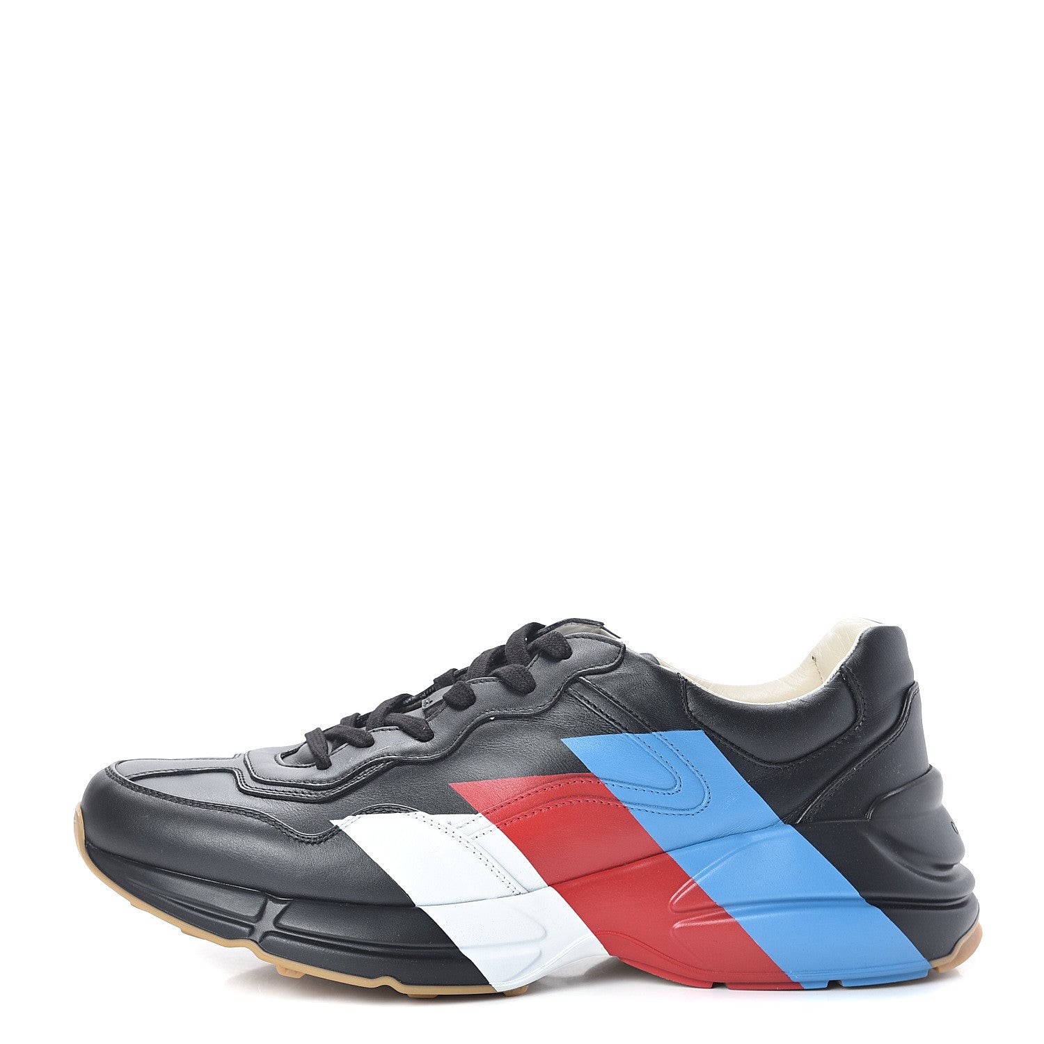 Gucci Calfskin Web Printed Mens Rhyton Sneakers 12 Black 1 of 7