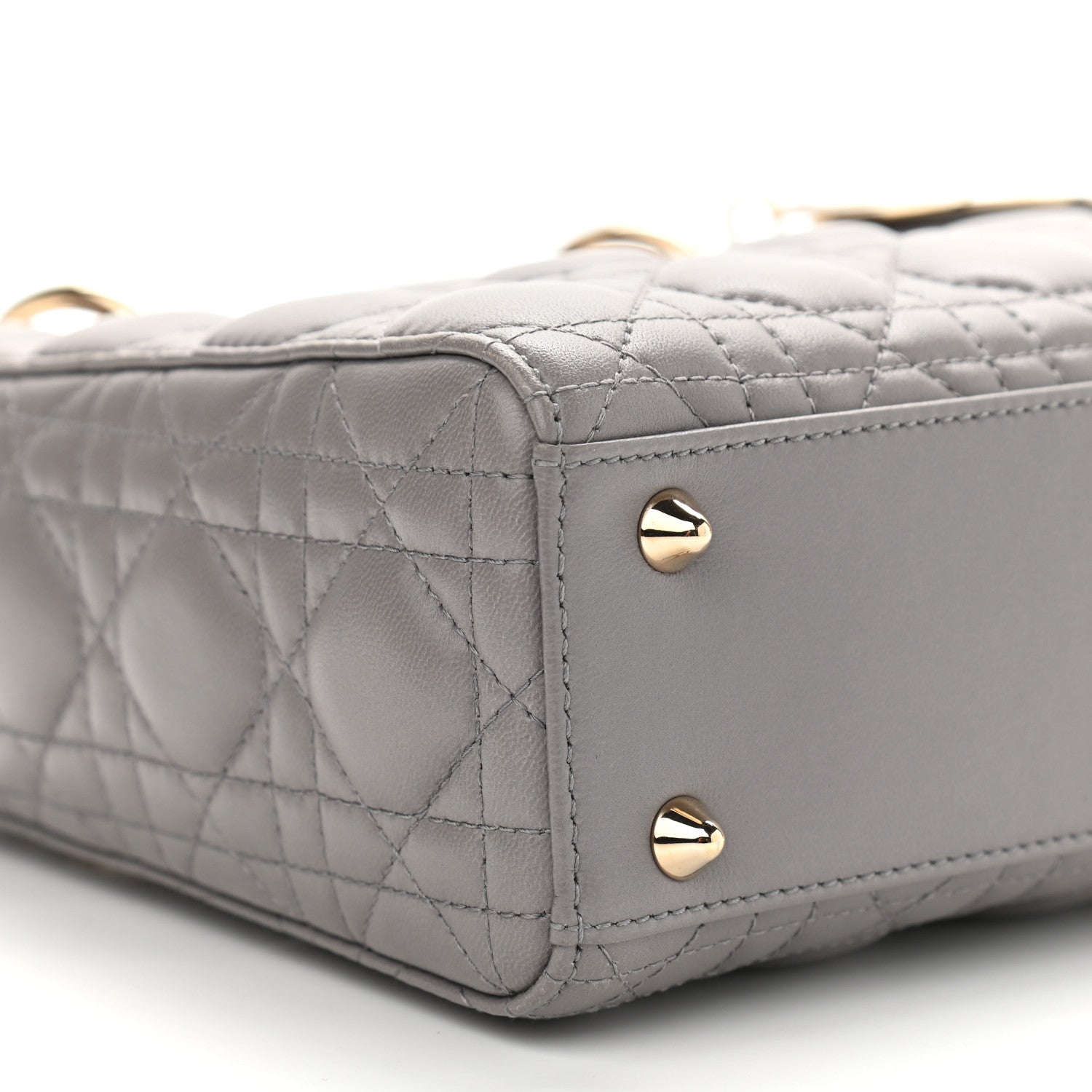 Christian Dior Lambskin Cannage Small Lady Dior Grey 9 of 11