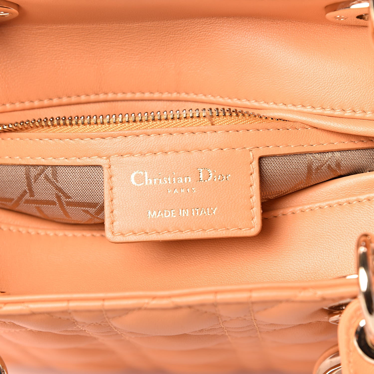 Christian Dior Lambskin Cannage Medium Lady Dior Orange 6 of 10