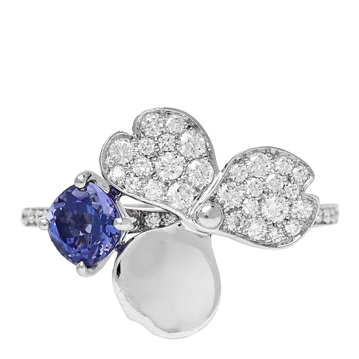 Platinum Diamond Tanzanite Paper Flowers Ring 54 7