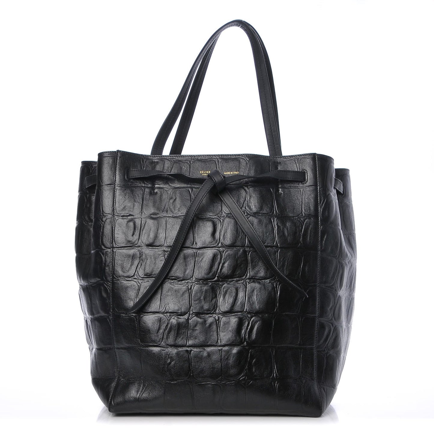 Crocodile Embossed Calfskin Medium Belt Cabas Phantom Black
