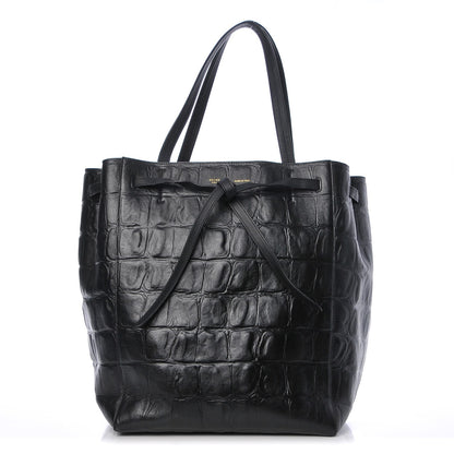Celine Crocodile Embossed Calfskin Medium Belt Cabas Phantom Black 1 of 7