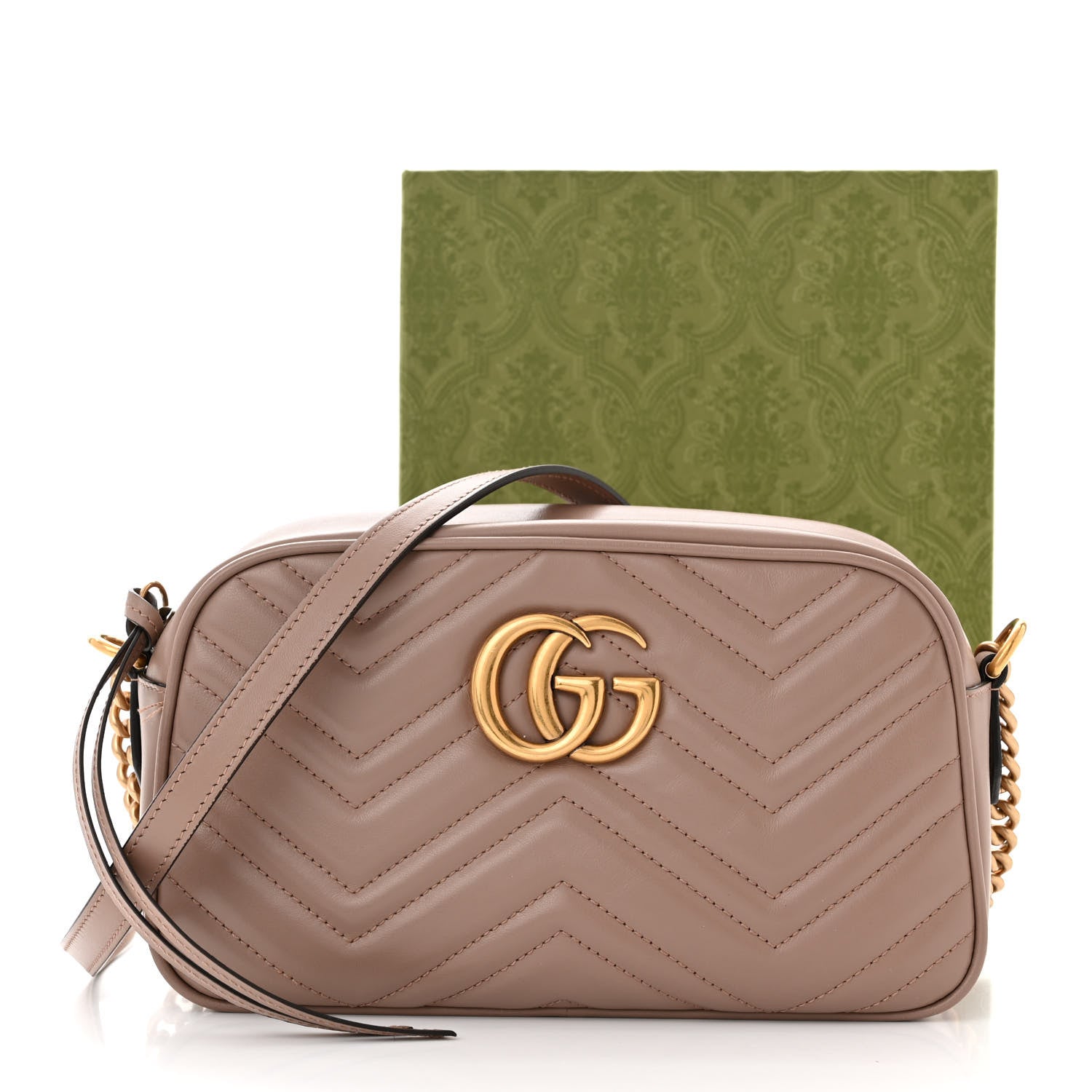 Gucci Calfskin Matelasse Small GG Marmont Chain Shoulder Bag Porcelain Rose 12 of 12