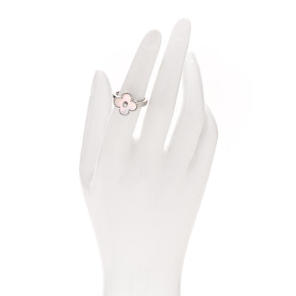 Van Cleef & Arpels 18K White Gold Diamond Mother of Pearl Vintage Alhambra Ring 51 5.75 2 of 5