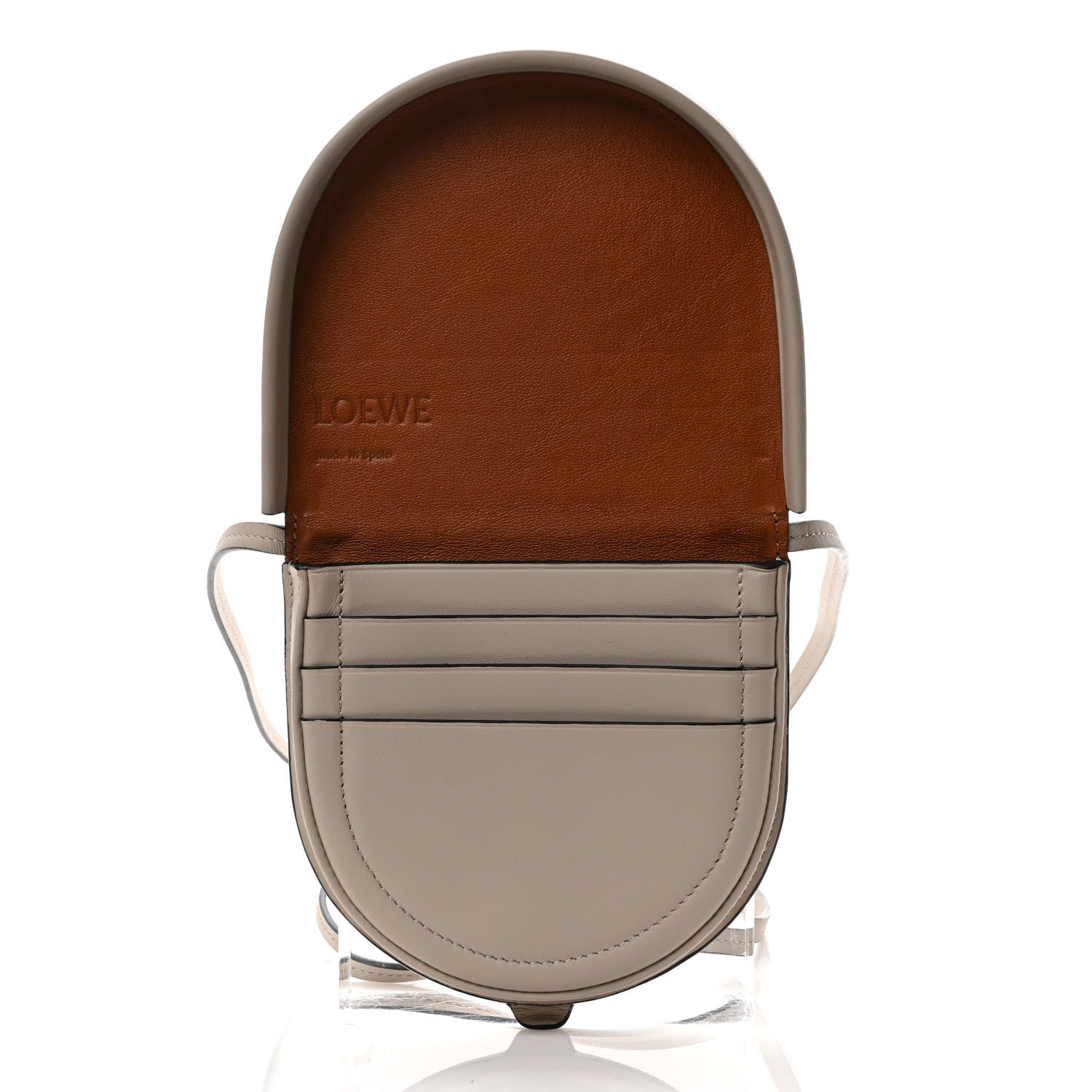 Loewe Buffed Calfskin Logo Embossed Small Heel Pouch Light Oat Tan 5 of 8