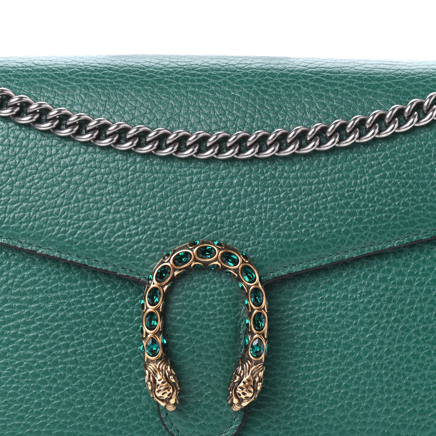 Gucci Calfskin Mini Dionysus Chain Wallet Emerald 7 of 9