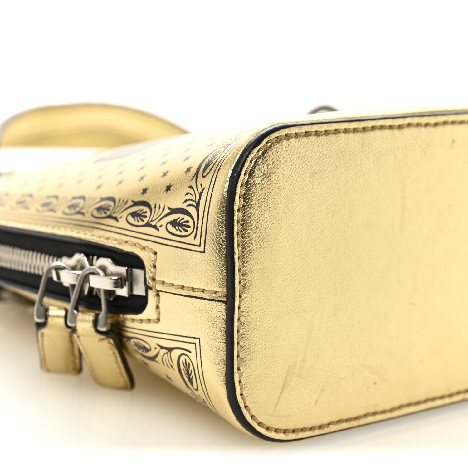 Gucci X SEGA Calfskin GUCCY Stars Mini Dome Shoulder Bag Gold 9 of 11