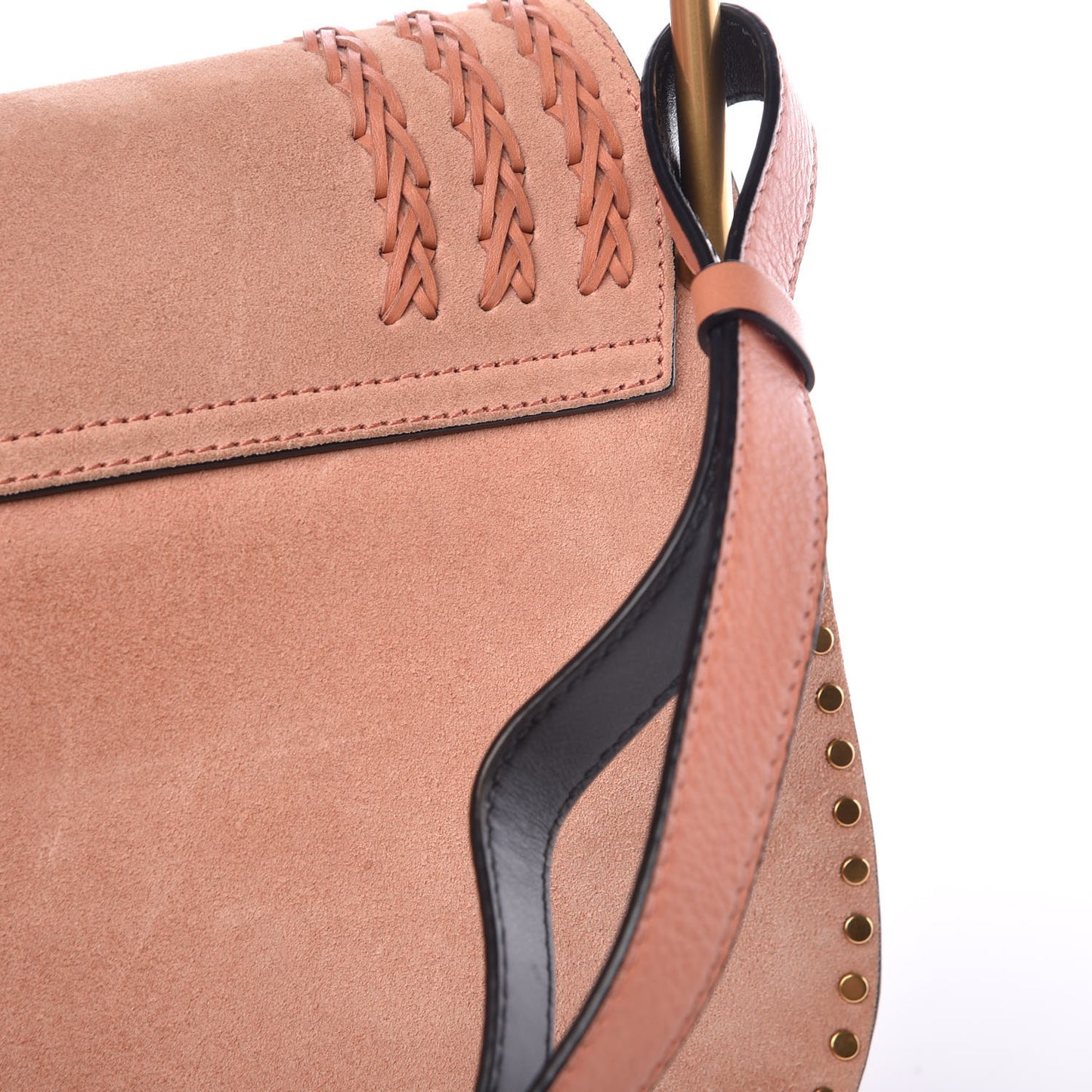 Suede Braided Small Hudson Shoulder Bag Sheer Pink