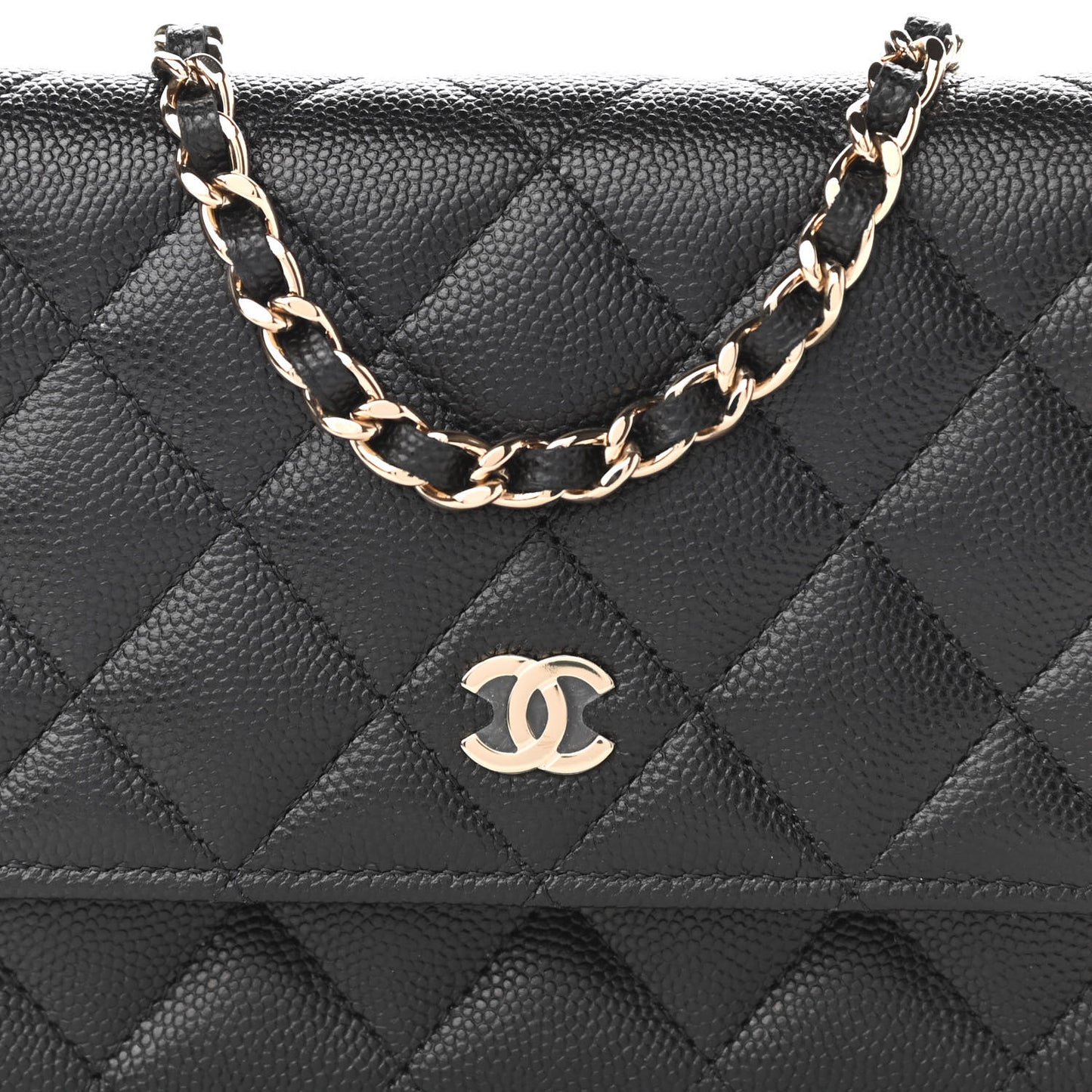 Caviar Quilted Mini Wallet On Chain WOC Black