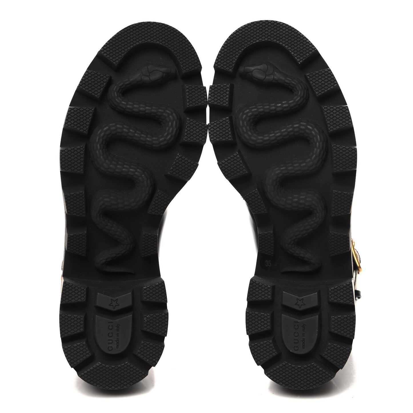 Calfskin Sylvie Web Lace Up Combat Boots 35 Black