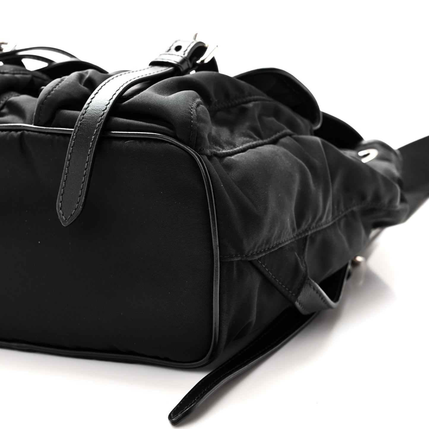 Tessuto Nylon Soft Calfskin Small Backpack Black