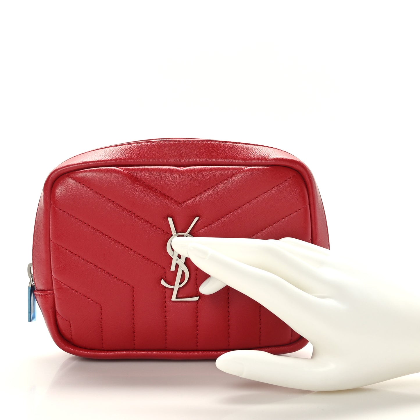 Lambskin Y Quilted Monogram Loulou Cosmetic Case Rouge Orient