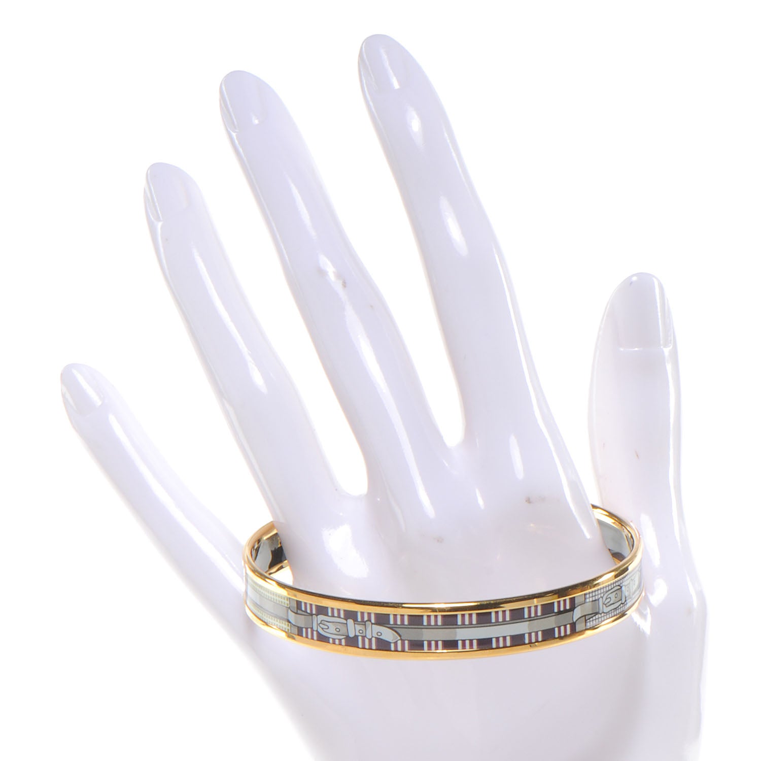 Hermes Enamel Narrow Printed Buckle Bracelet 65 2 of 5