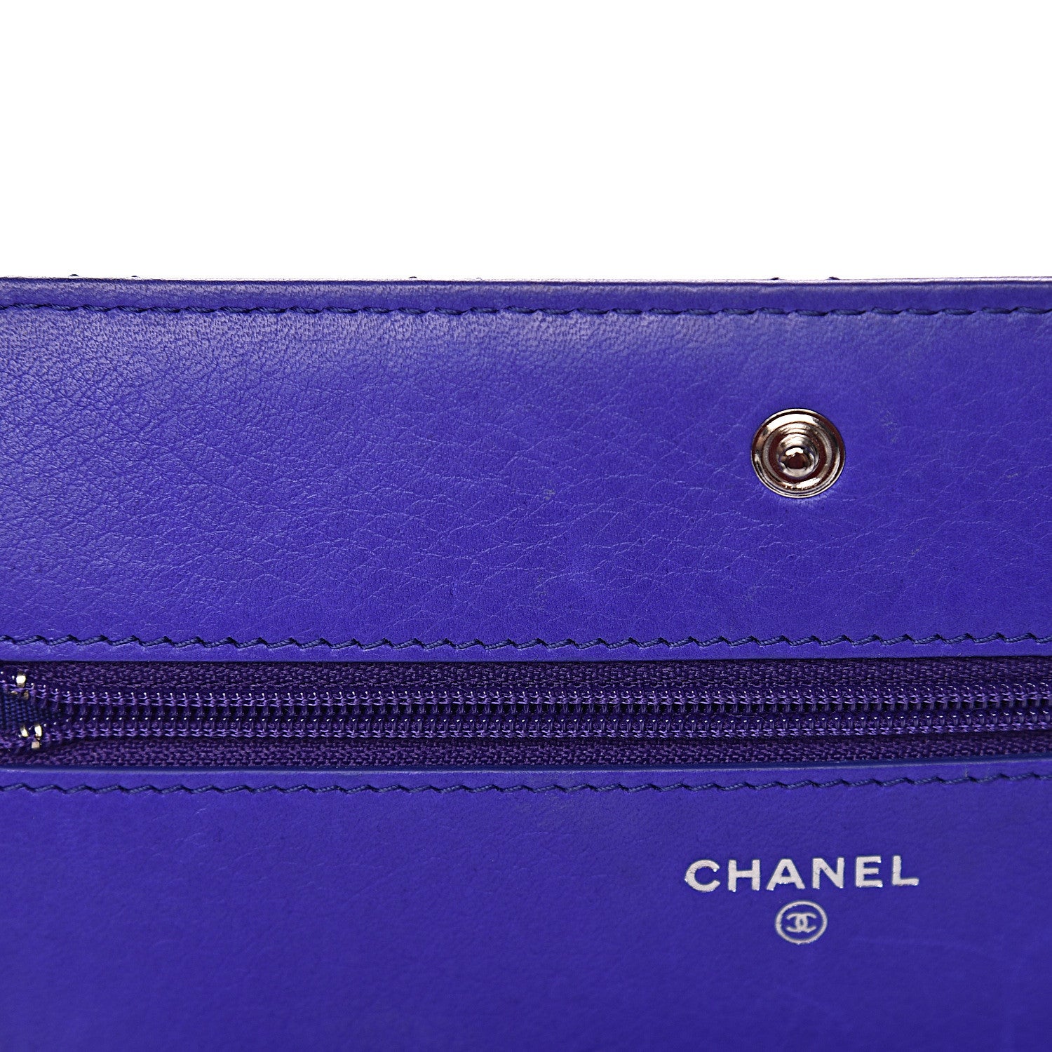 Chanel Calfskin Quilted Fancy CC Wallet On Chain WOC Blue 12 of 14