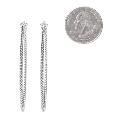 David Yurman Sterling Silver 54mm Cable Classics Hoop Earrings 2 of 5