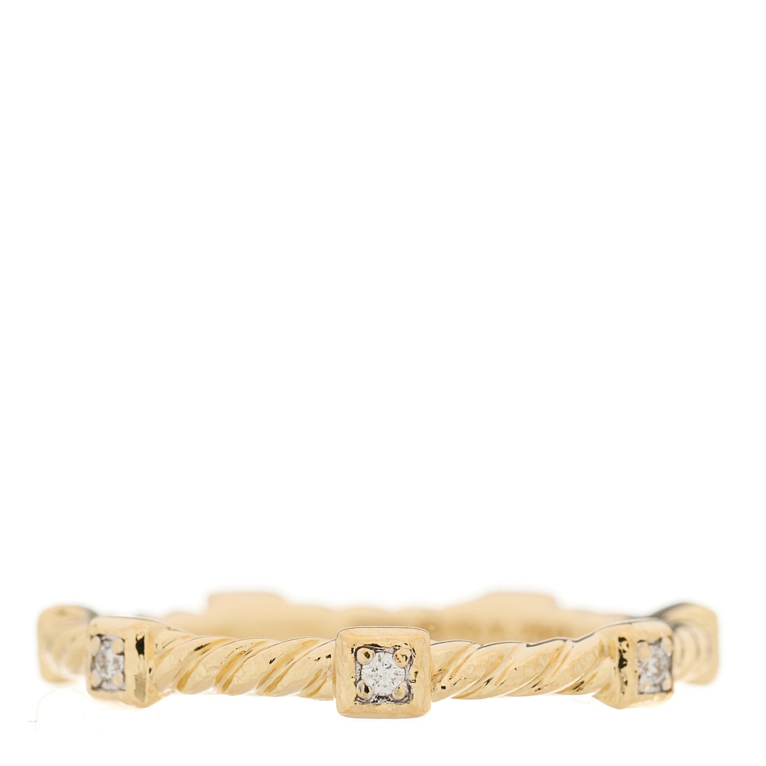David Yurman 18K Yellow Gold Diamond Cable Collectibles Stack Ring 54 7 1 of 4