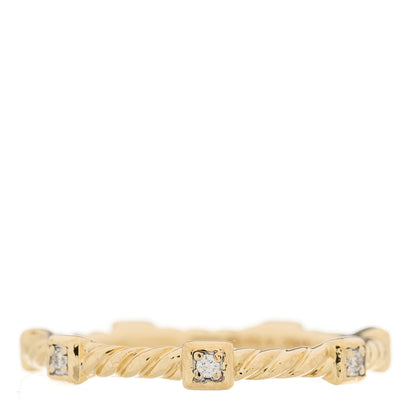 David Yurman 18K Yellow Gold Diamond Cable Collectibles Stack Ring 54 7 1 of 4