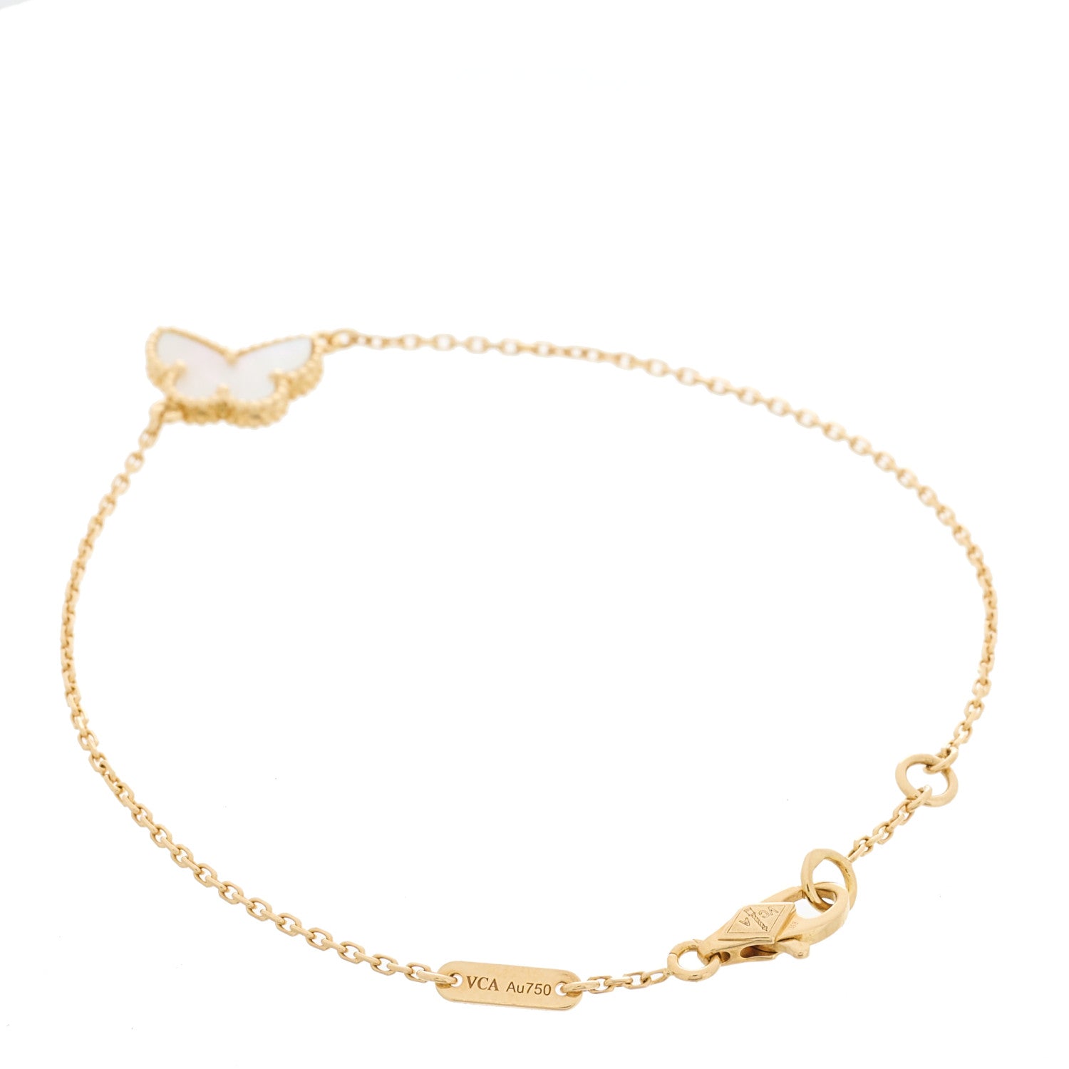 Van Cleef & Arpels 18K Yellow Gold Mother of Pearl Sweet Alhambra Butterfly Bracelet 2 of 3