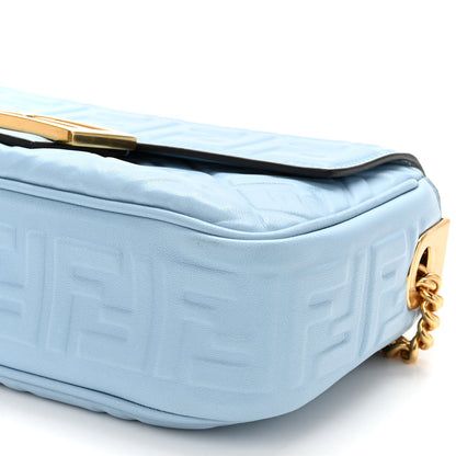 Fendi Nappa Small FF Embossed Midi Chain Baguette Azzurro Baby 9 of 9