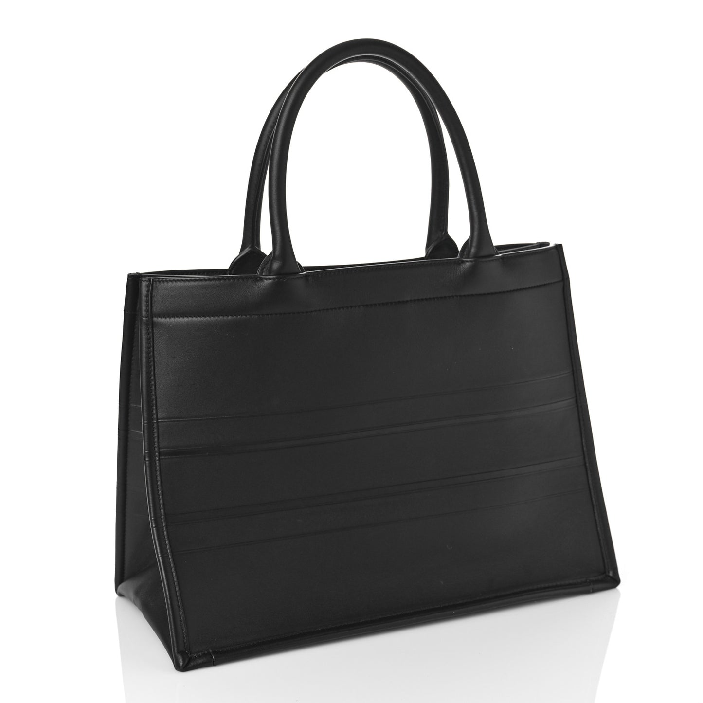 Calfskin Embossed Medium Book Tote Black