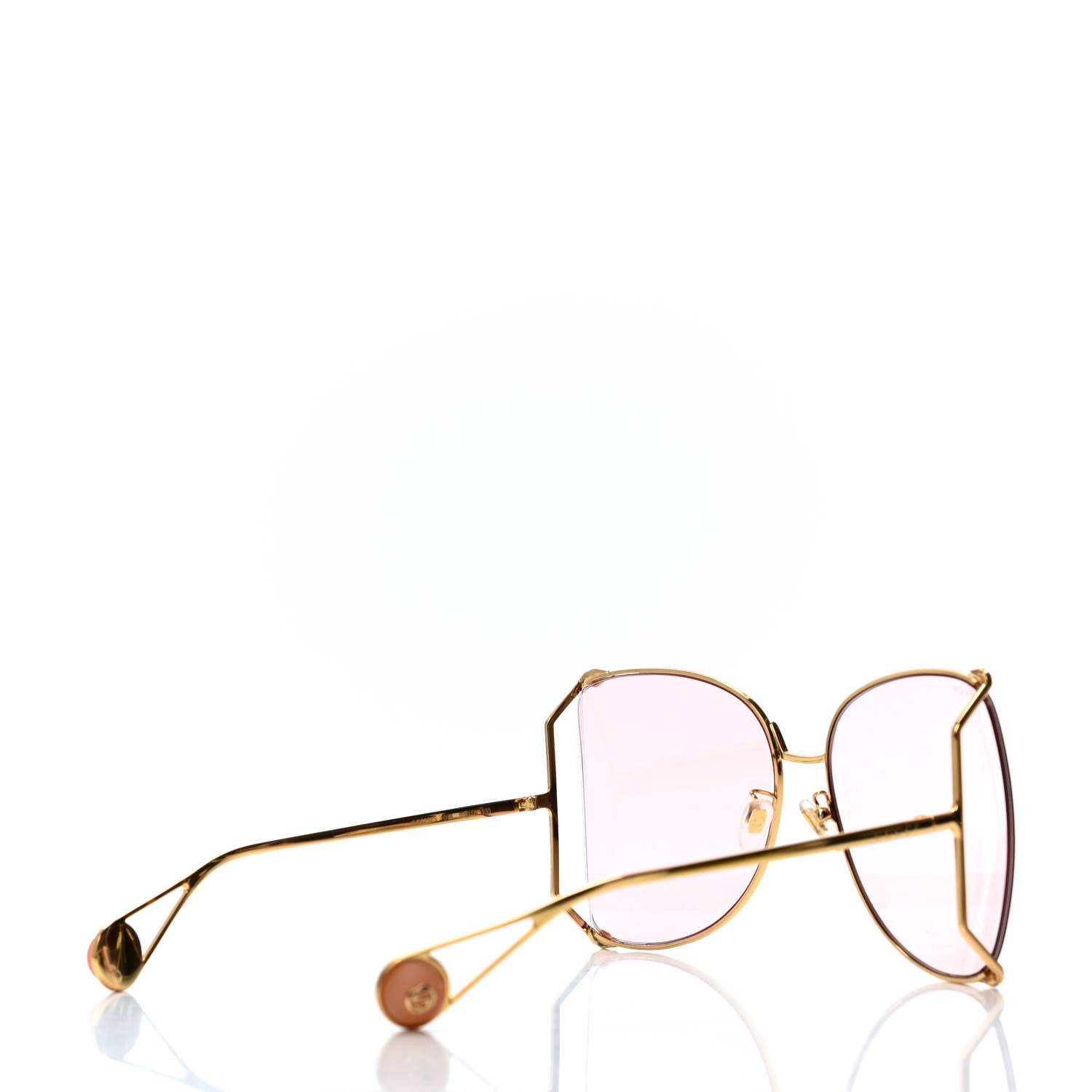 Gucci Metal Oversized Round Sunglasses GG0252S Gold Pink 4 of 4