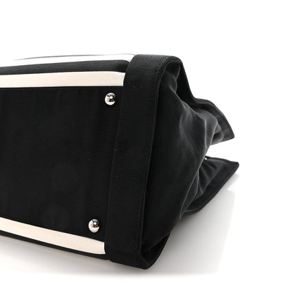 Chanel Canvas Grosgrain Striped CC Shopping Tote Black White 10 of 10