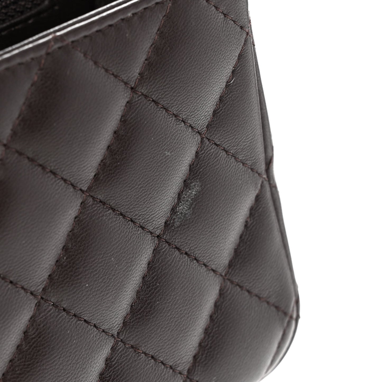 Lambskin Quilted Mini Rectangular Flap Dark Brown