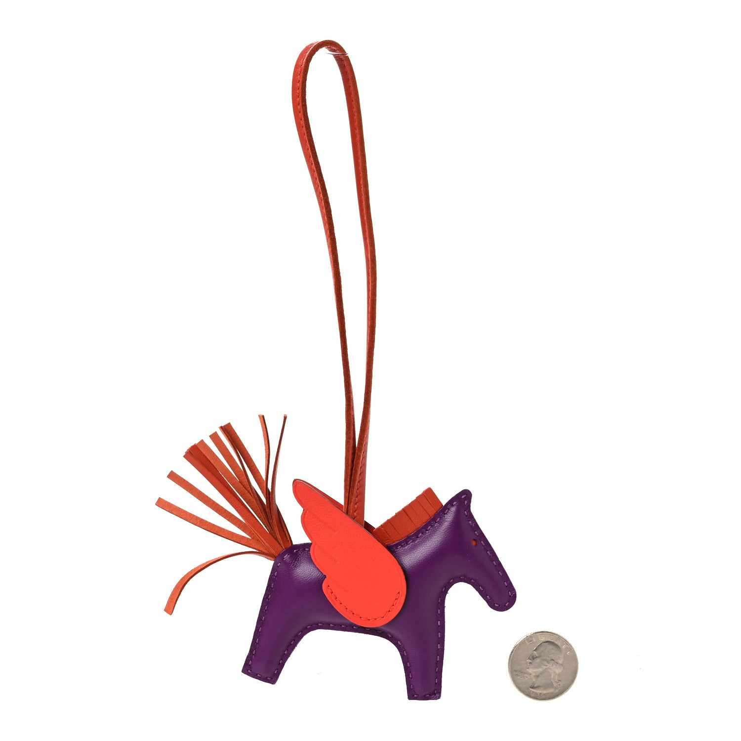 Hermes Milo Lambskin Grigri Rodeo Pegase Horse Bag Charm PM Violet Cornaline Capucine 2 of 4