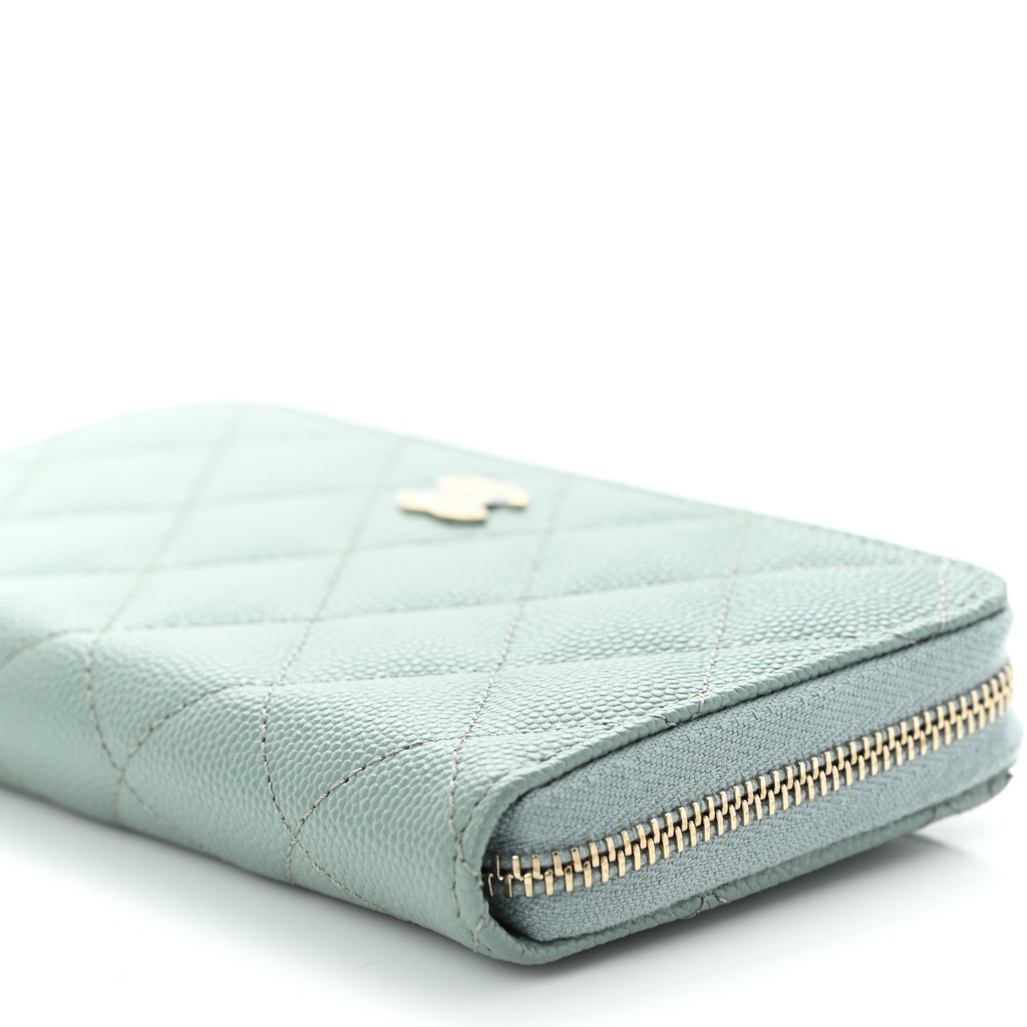 Caviar Quilted Medium Zip Around Wallet Dark Green
