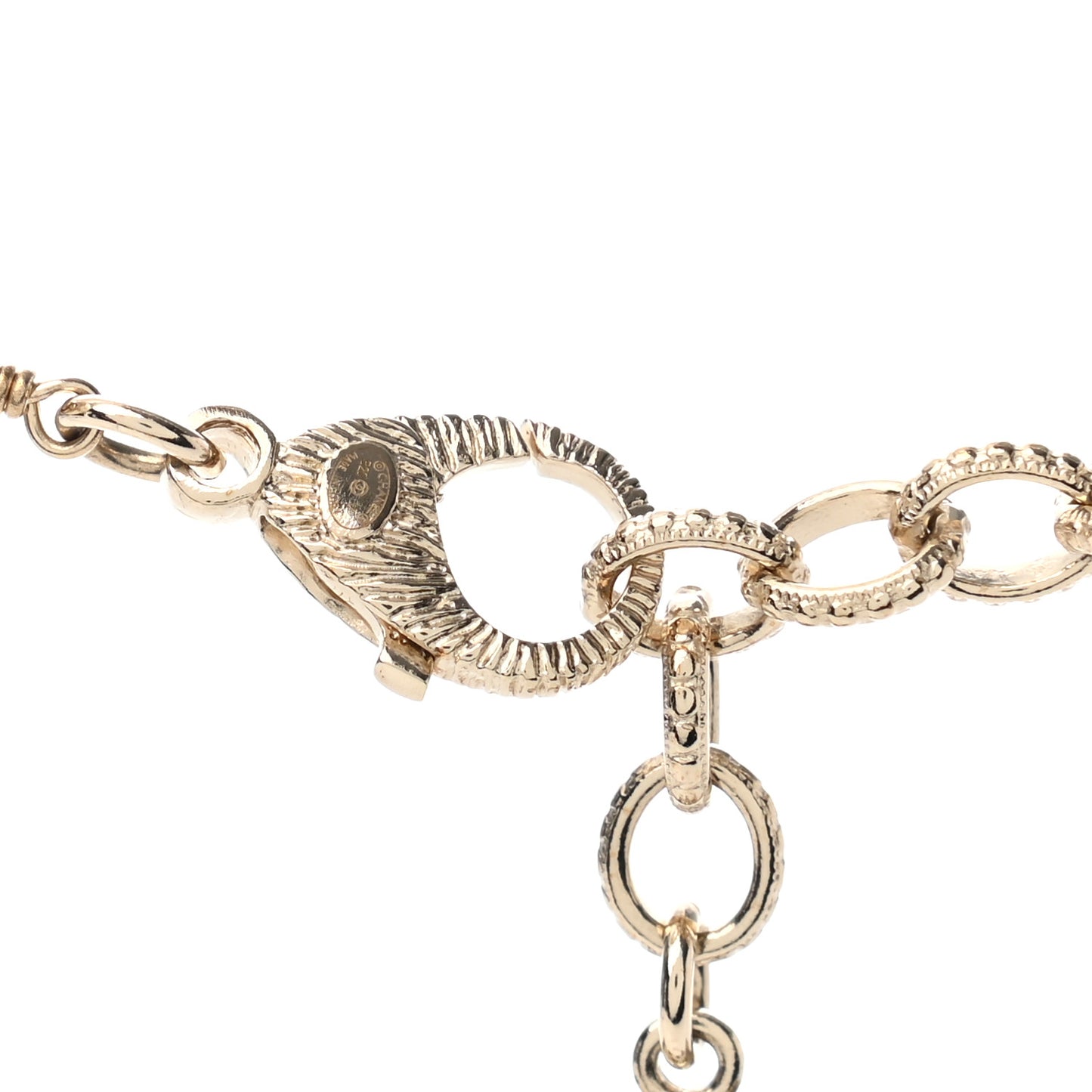 Crystal Pearl CC Long Necklace Gold