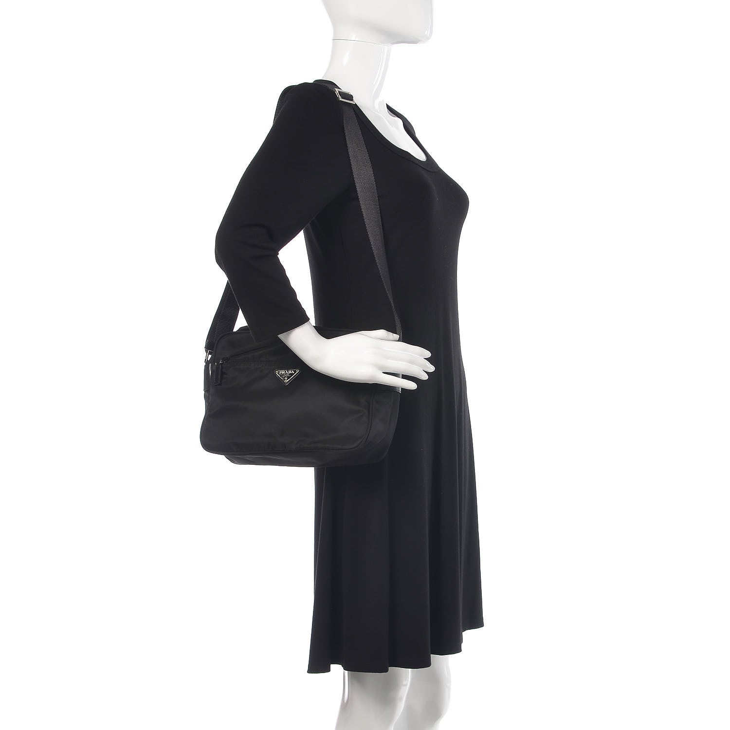 Prada Nylon Flat Messenger Bag Black 2 of 9