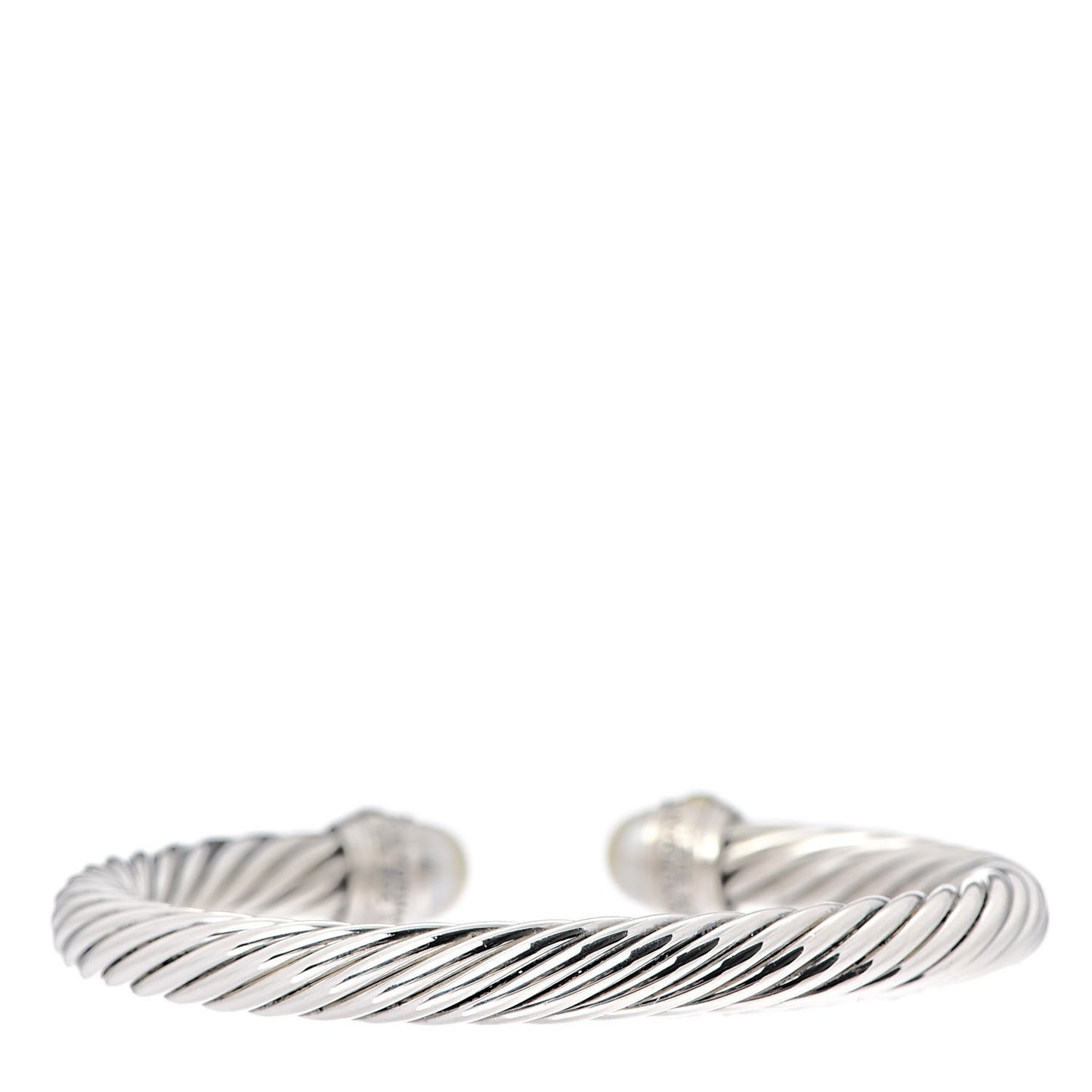 Sterling Silver 14K Yellow Gold Pearl 7mm Cable Classics Bracelet