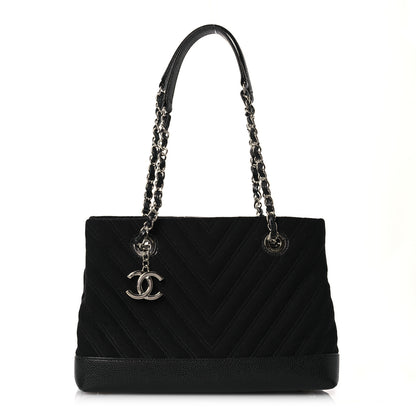 Chanel Canvas Caviar Chevron Shopper Tote Black 1 of 18