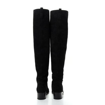 Christian Dior Suede Global Knee High Boots 37 Black 6 of 10
