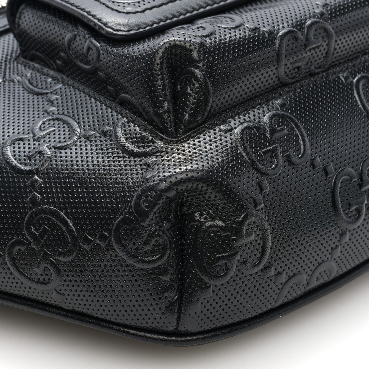 Calfskin GG Tennis Embossed Pocket Belt Bag Black