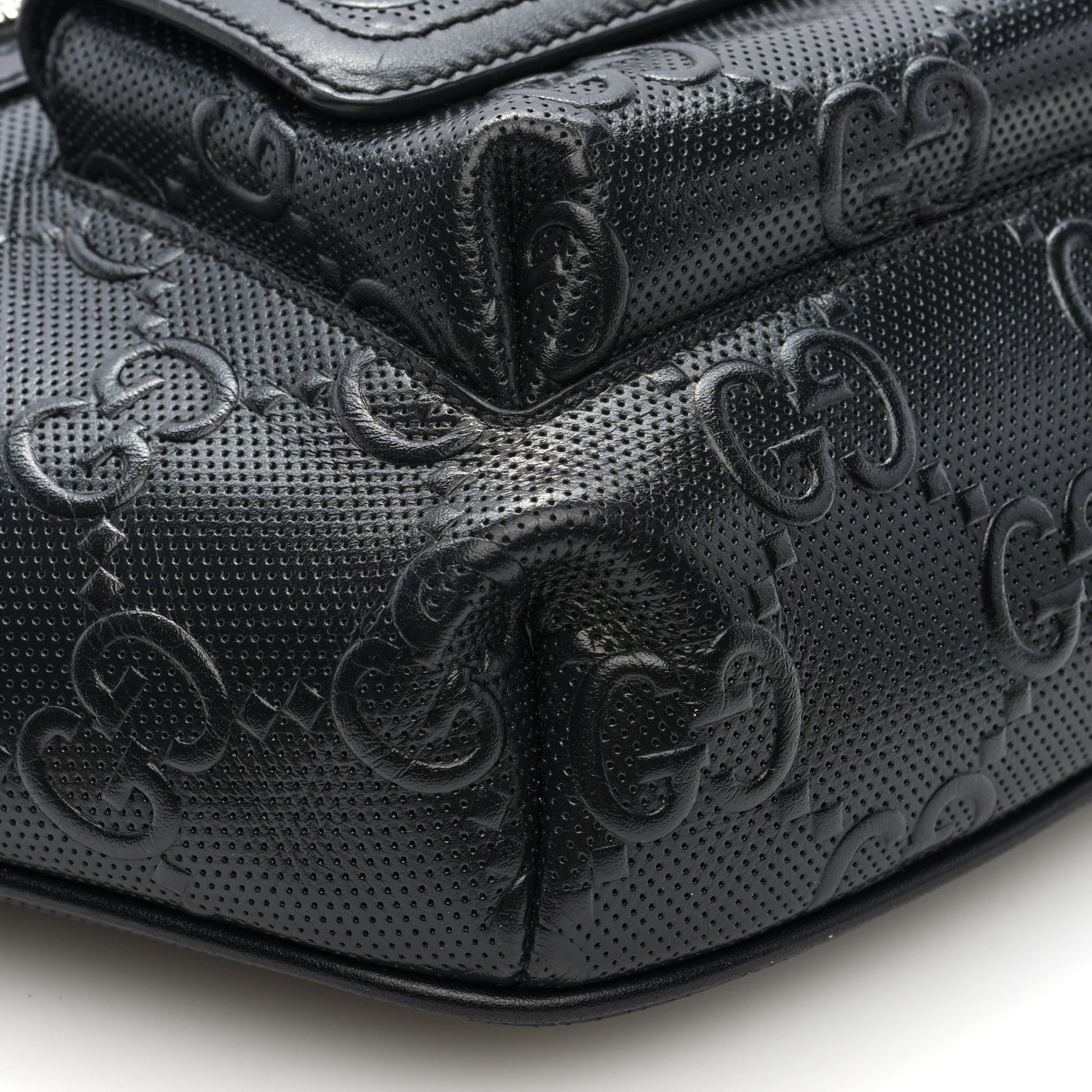 Gucci Calfskin GG Tennis Embossed Pocket Belt Bag Black 9 of 10