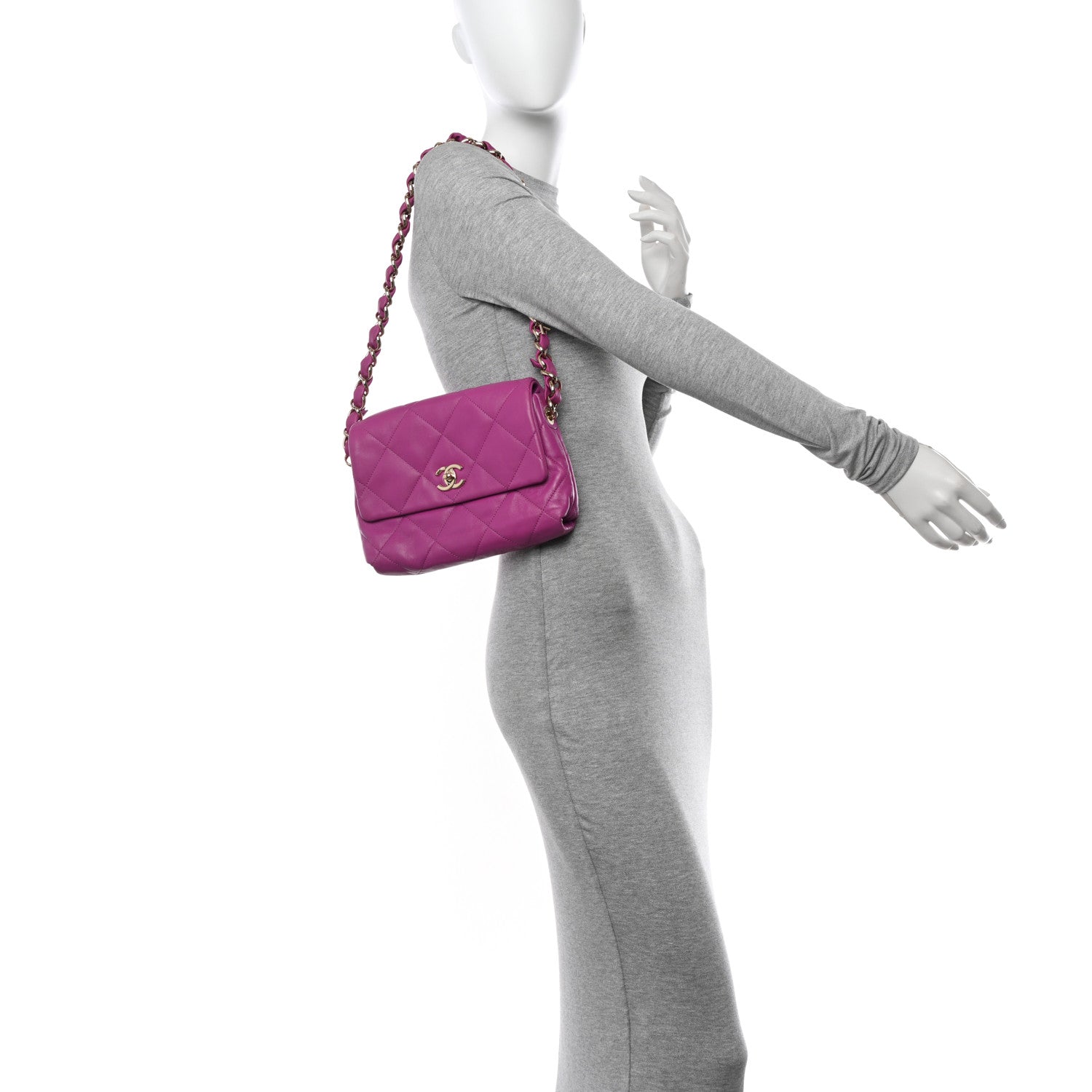 Chanel Lambskin Quilted Small Logo Strap Flap Purple 2 of 10