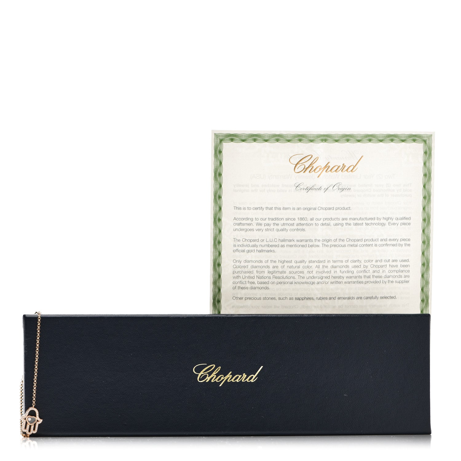 Chopard 18K Rose Gold Diamond Happy Diamonds Good Luck Charm Hamsa Pave Bracelet 5 of 5
