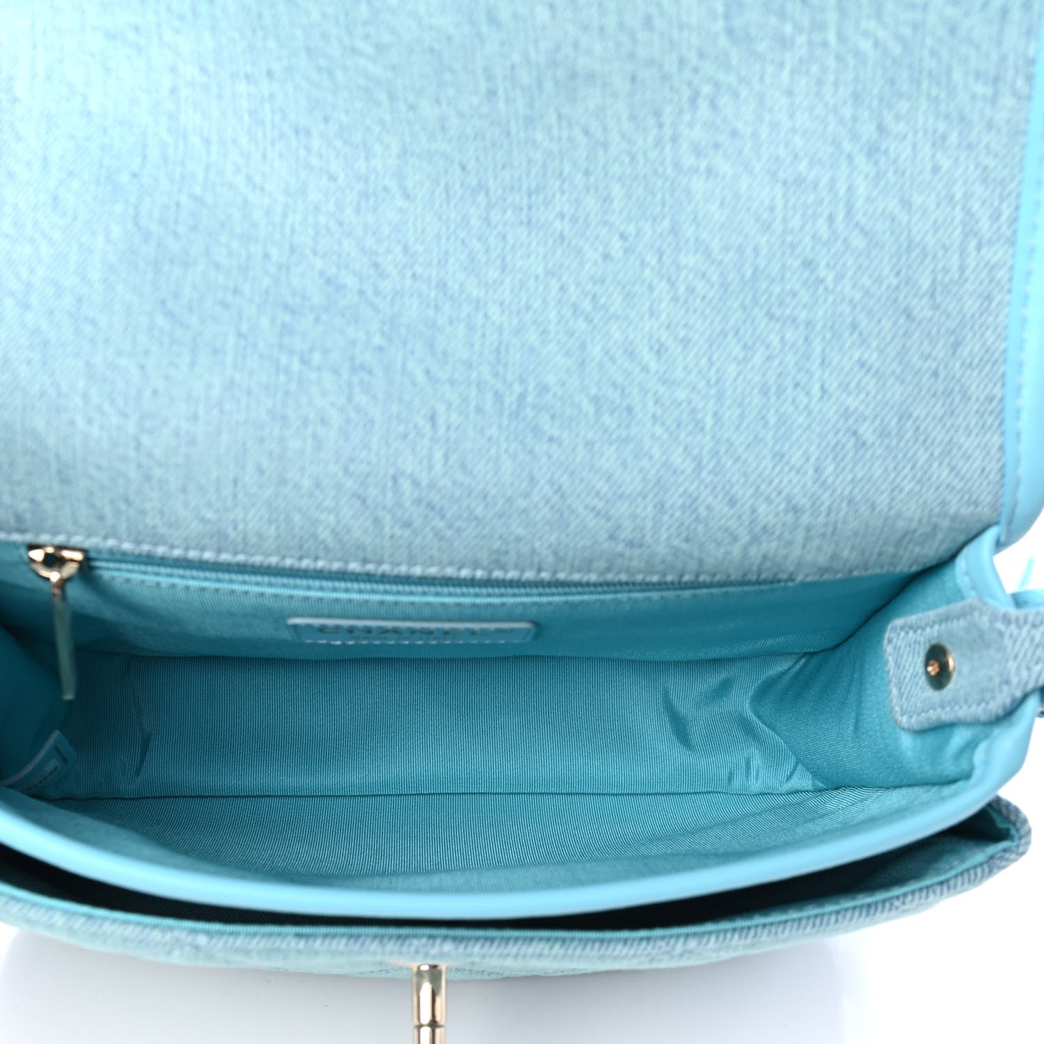 Chanel Denim Quilted Small Messenger Flap Neon Blue 4 of 4