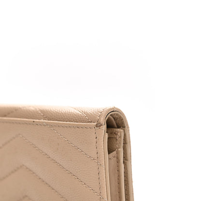 Saint Laurent Grain De Poudre Matelasse Chevron Monogram Card Case Nude Powder 10 of 11