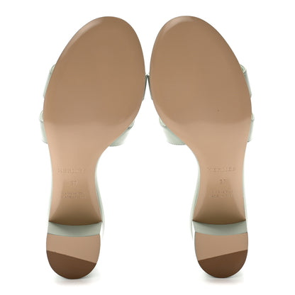 Hermes Calfskin Oasis Sandals 37 Vert D'eau 6 of 10